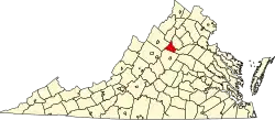 Map of Virginia highlighting Greene County