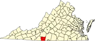 Map of Virginia highlighting Henry County
