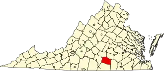Map of Virginia highlighting Lunenburg County