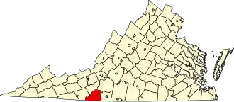 Map of Virginia highlighting Patrick County