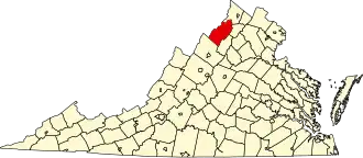 Map of Virginia highlighting Shenandoah County
