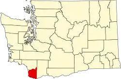 Map of Washington highlighting Clark County