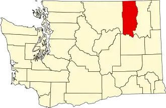 Map of Washington highlighting Ferry County