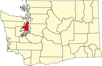 Map of Washington highlighting Kitsap County