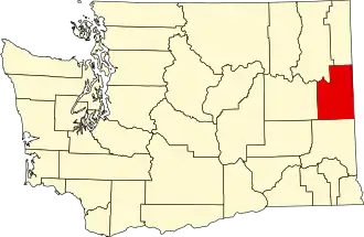 Map of Washington highlighting Spokane County