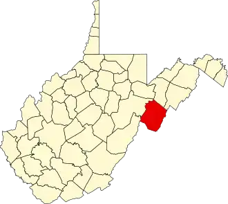 Map of West Virginia highlighting Pendleton County