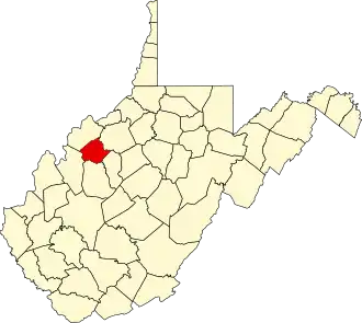 Map of West Virginia highlighting Wirt County