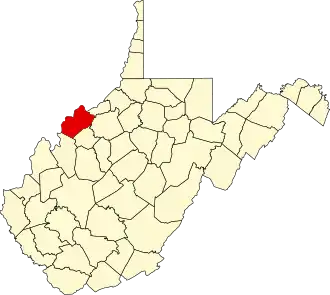 Map of West Virginia highlighting Wood County