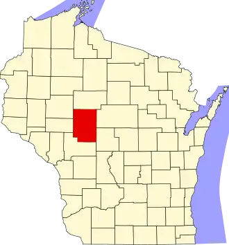 Map of Wisconsin highlighting Clark County