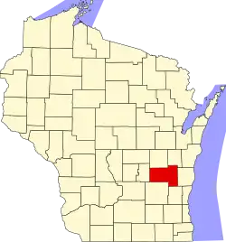 Map of Wisconsin showing Fond du Lac County