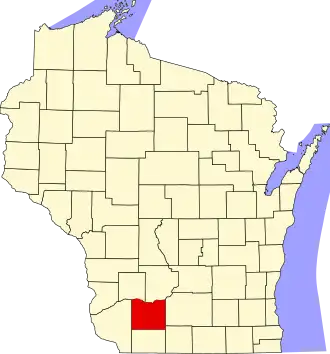 Map of Wisconsin highlighting Iowa County