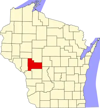 Map of Wisconsin highlighting Jackson County