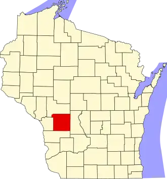 Map of Wisconsin highlighting Monroe County