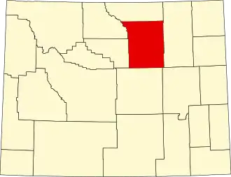 Map of Wyoming highlighting Johnson County