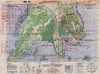 Colour map of southern Labuan marked with some of the locations mentioned in the article