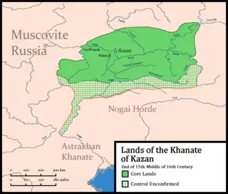 The Khanate of Kazan, c. 1500–1550.