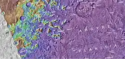 Topo map showing the location of Baltisk crater and other nearby features