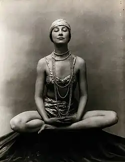 Marguerite Agniel, advocate of naked yoga, in Muktasana