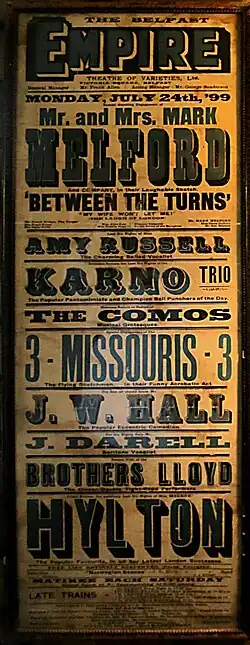 Playbill for the Empire Theatre, Belfast