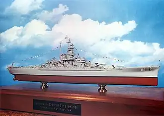 1/720 scale plastic model of the USS&nbsp;Massachusetts&nbsp;(BB-59).