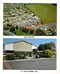 Aerial and front view of Matamata College in 1978.