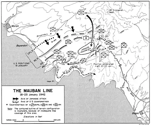 A map of northwestern Bataan in late January 1942