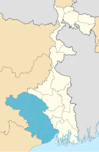 Location of Medinipur division in West Bengal
