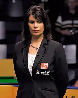 Michaela Tabb refereeing a match