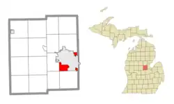 Location within Midland County and the state of Michigan