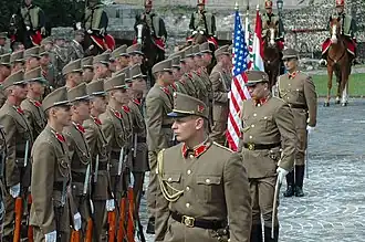 Ceremonial battalion during a welcome for the President of the United States, June 22 2006 Budapest