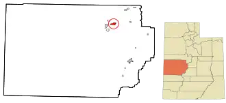 Location in Millard County and the state of Utah.
