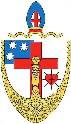 Coat of arms of the Anglican Diocese of Te Manawa o Te Wheke[98][99]