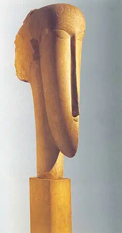 Amedeo Modigliani, Female Head, 1911/1912, Tate. Paul Guillaume, introduced Modigliani to Constantin Brâncuși. He was Brâncuși's disciple for a year.[21][22]