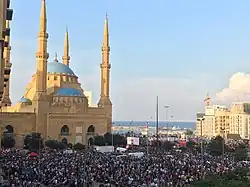 Image 13Protesters in Beirut. Mohammad Al-Amin Mosque, 20 October 2019 (from History of Lebanon)