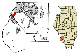 Location of Dupo in St. Clair County, Illinois.