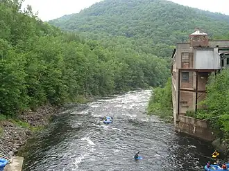 Monroe on the right (west) bank, Rowe on the left (east) bank