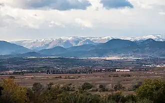 The Montagne Noire and part of the commune of Thézan-lès-Béziers