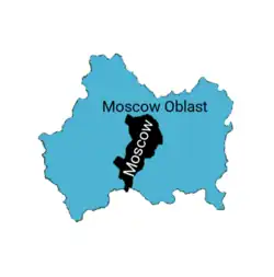 Federal city of Moscow - black, Moscow Oblast - light blue