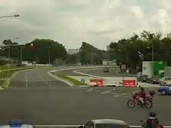 The junction of Mountbatten Road, Nicoll Highway, Sims Way and Guillemard Road.