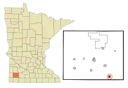 Location in Murray County and the state of Minnesota