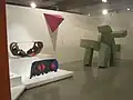 Serpiente emplumada by Edgard Negret (left) and Dotación para museo en vías de extensión by Elías Heim (right)