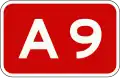 A9 motorway shield}}