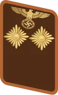 Gorget patch for Bereitschaftsleiter Wehrmacht equivalent: Feldwebel (OR-6)[1][2] Party position: Cell Operations Foreman, Block Leader [3]