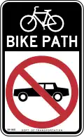 Bicycle lane sign in New York City.
