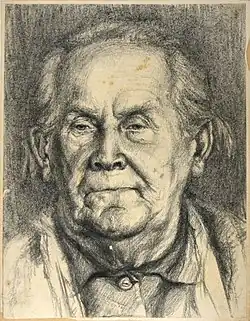 Portrait (4), study, charcoal drawing, undated., nedatováno