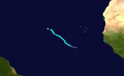 A track map of Tropical Storm Nadine