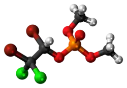 Ball-and-stick model of the Naled molecule