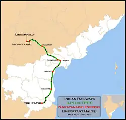 Narayanadri Express (Lingampalli – Tirupati) Route map