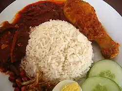 Nasi lemak in a plate