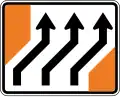 Lane management (three lanes shift to the right)